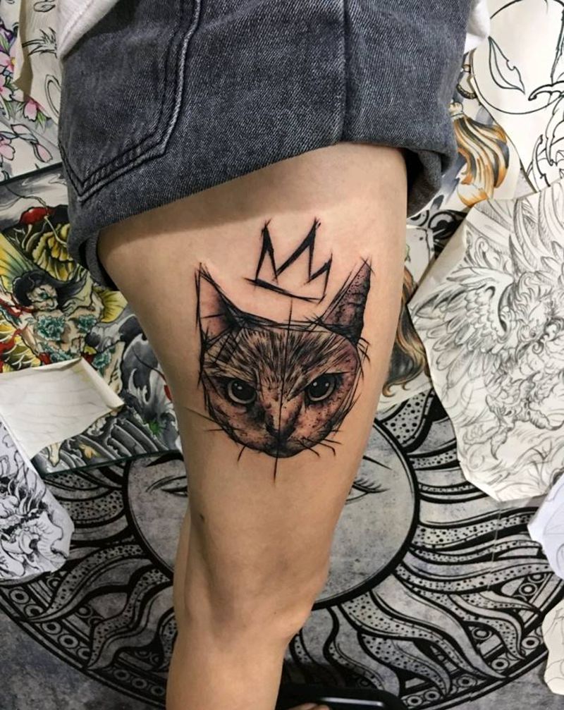 猫纹身图片_欧美写实纹身图案