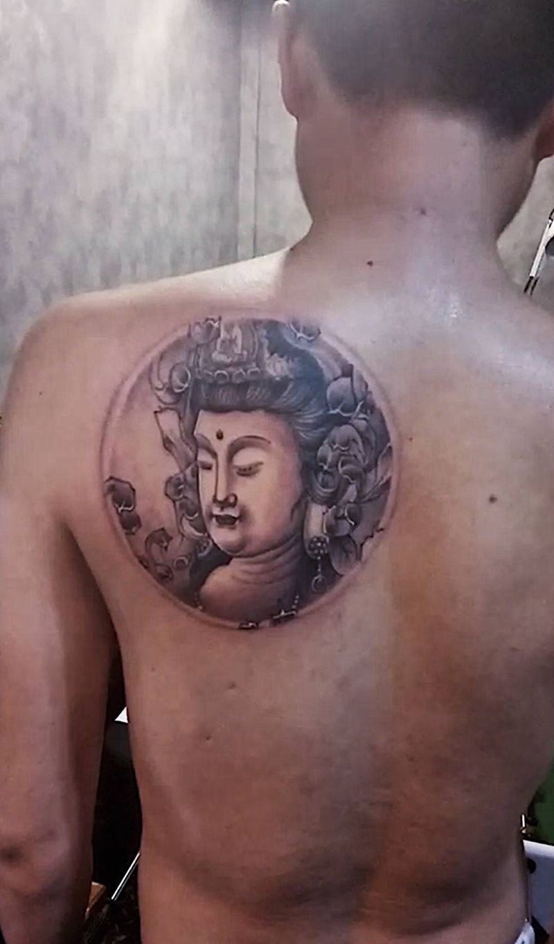 小尚的菩萨纹身图片_胸部腹部腰部手臂腿部成品传统鬼神宗教人物纹身图案
