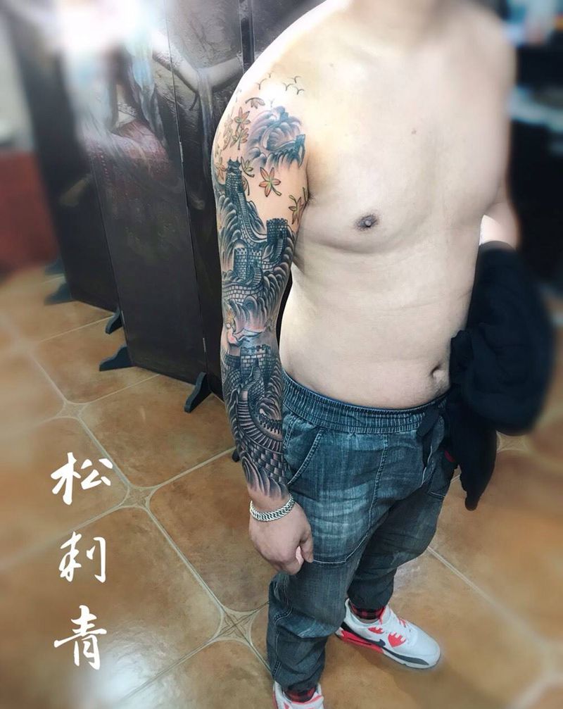长城花臂纹身图片