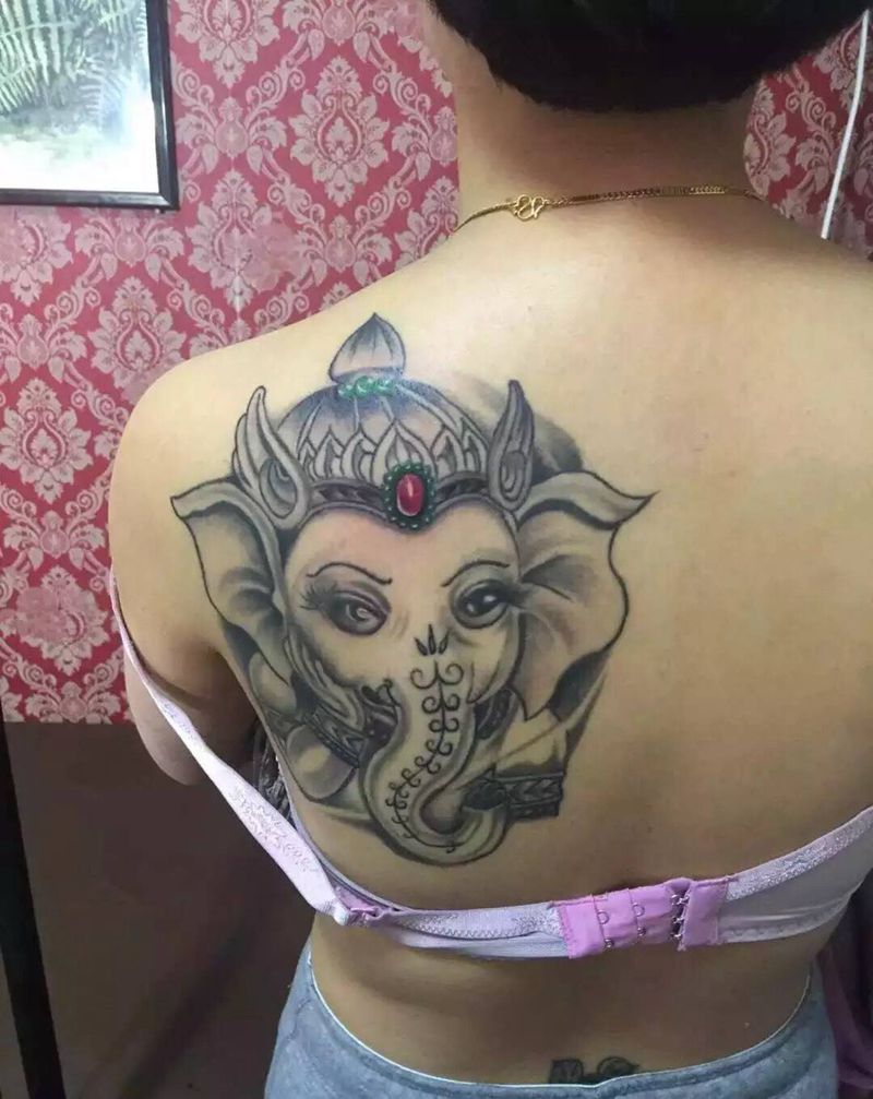 可爱象神纹身图片