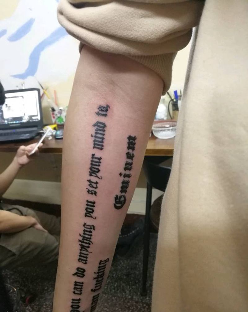 哥特字母纹身图片_手臂欧美字符成品纹身图案