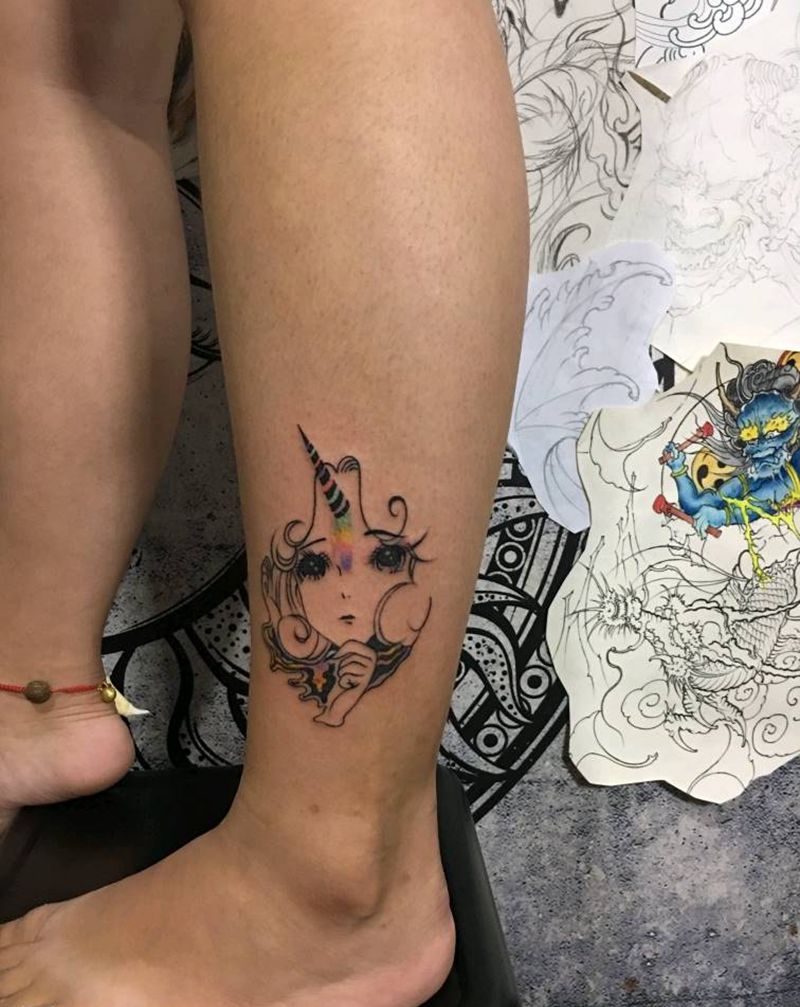 小清新纹身图片_腿部纹身图案