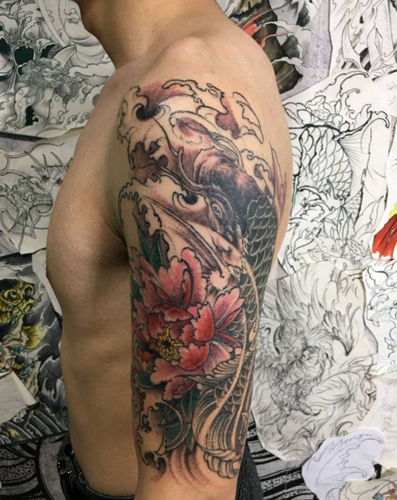 鲤鱼纹身图片_新传统纹身图案