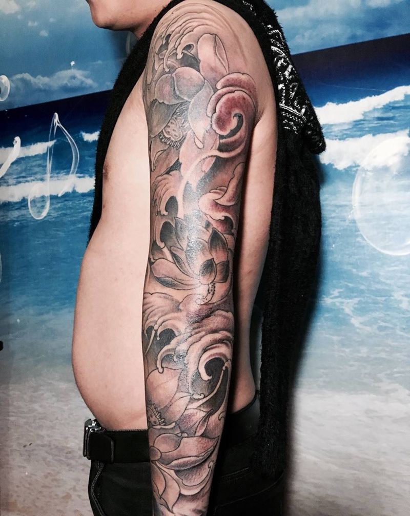 花臂纹身图片_遮盖纹身图案