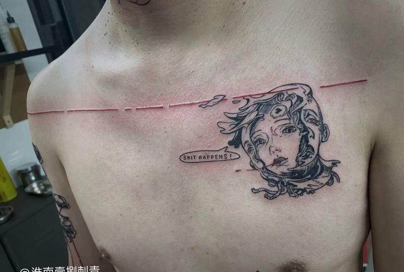 自带稿纹身图片_胸部纹身图案