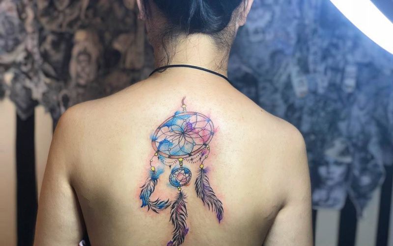 捕梦网纹身图片