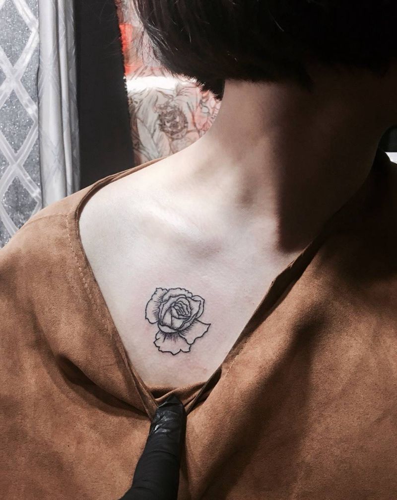 玫瑰 简易画纹身图片