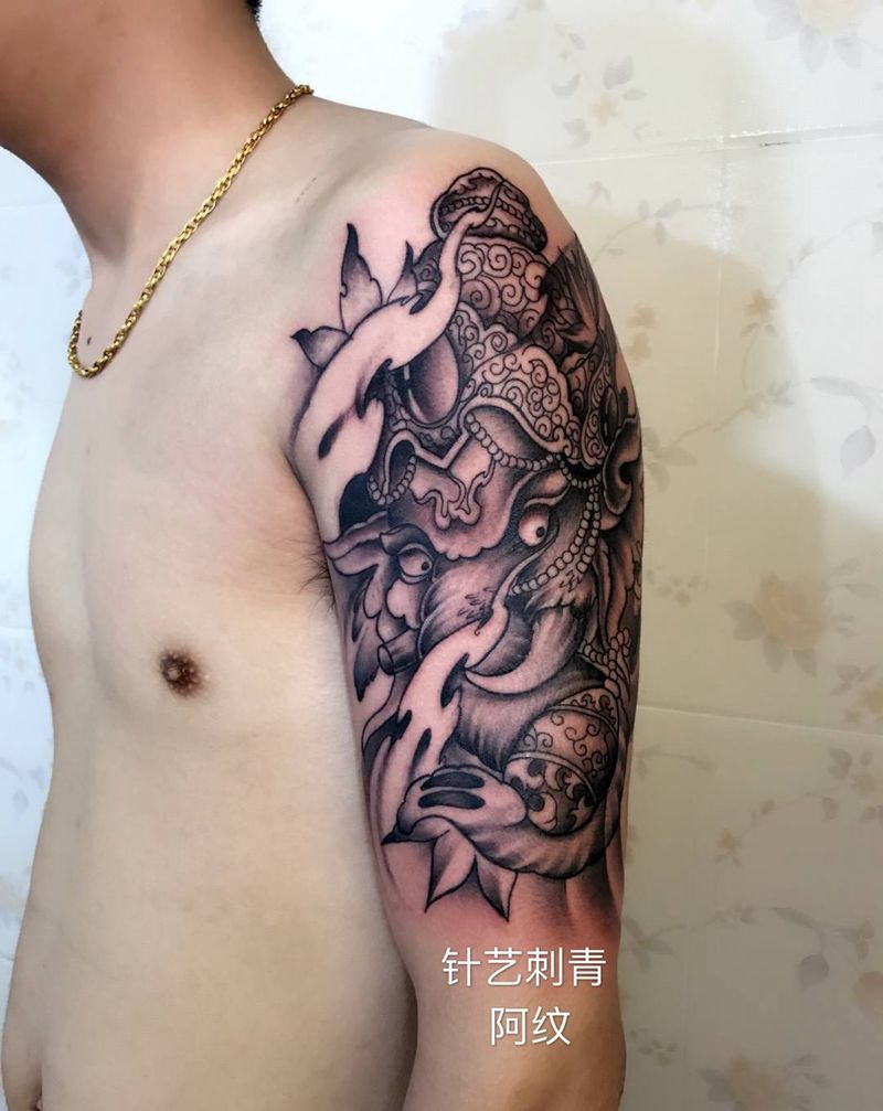 护佑象神纹身图片