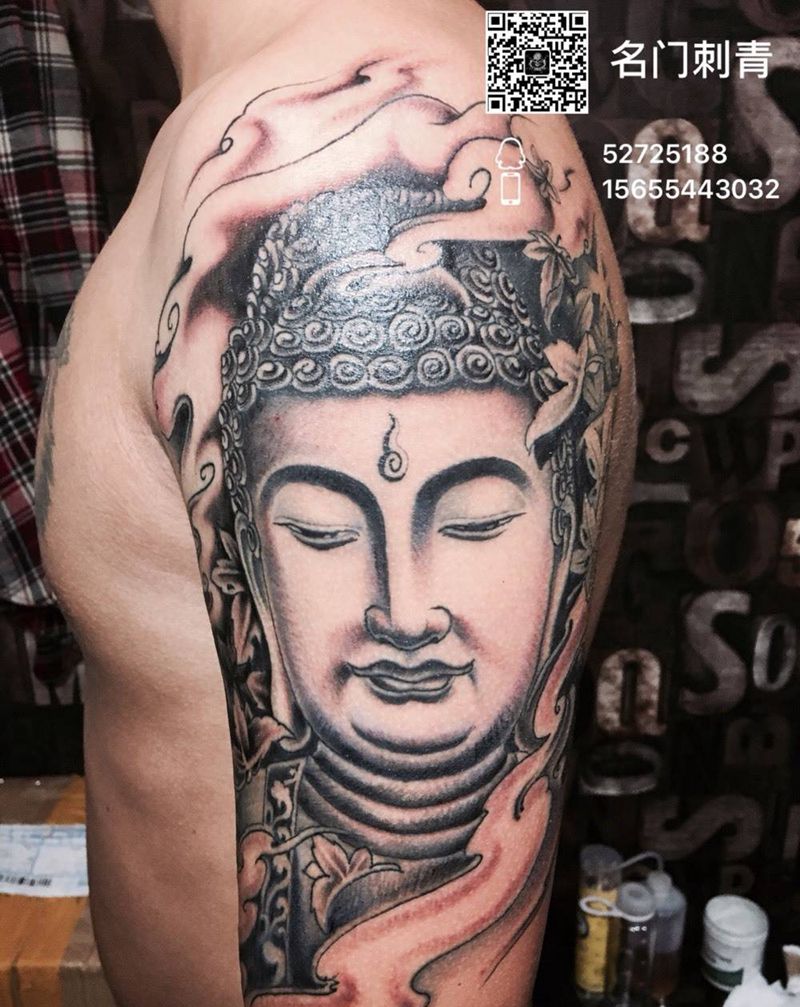 佛纹身图片_成品手臂传统宗教纹身图案