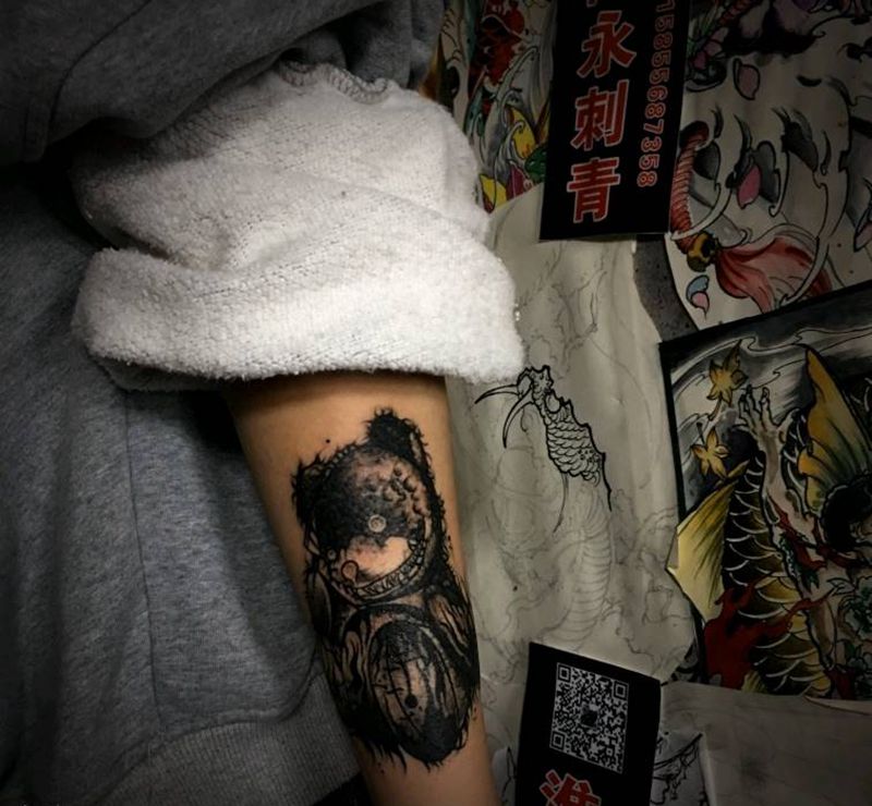 暗黑小熊纹身图片_新传统纹身图案