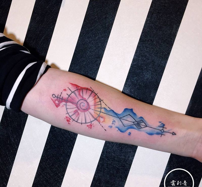 手臂泼墨纹身图片