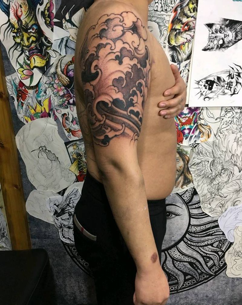 浪花纹身图片_新传统纹身图案