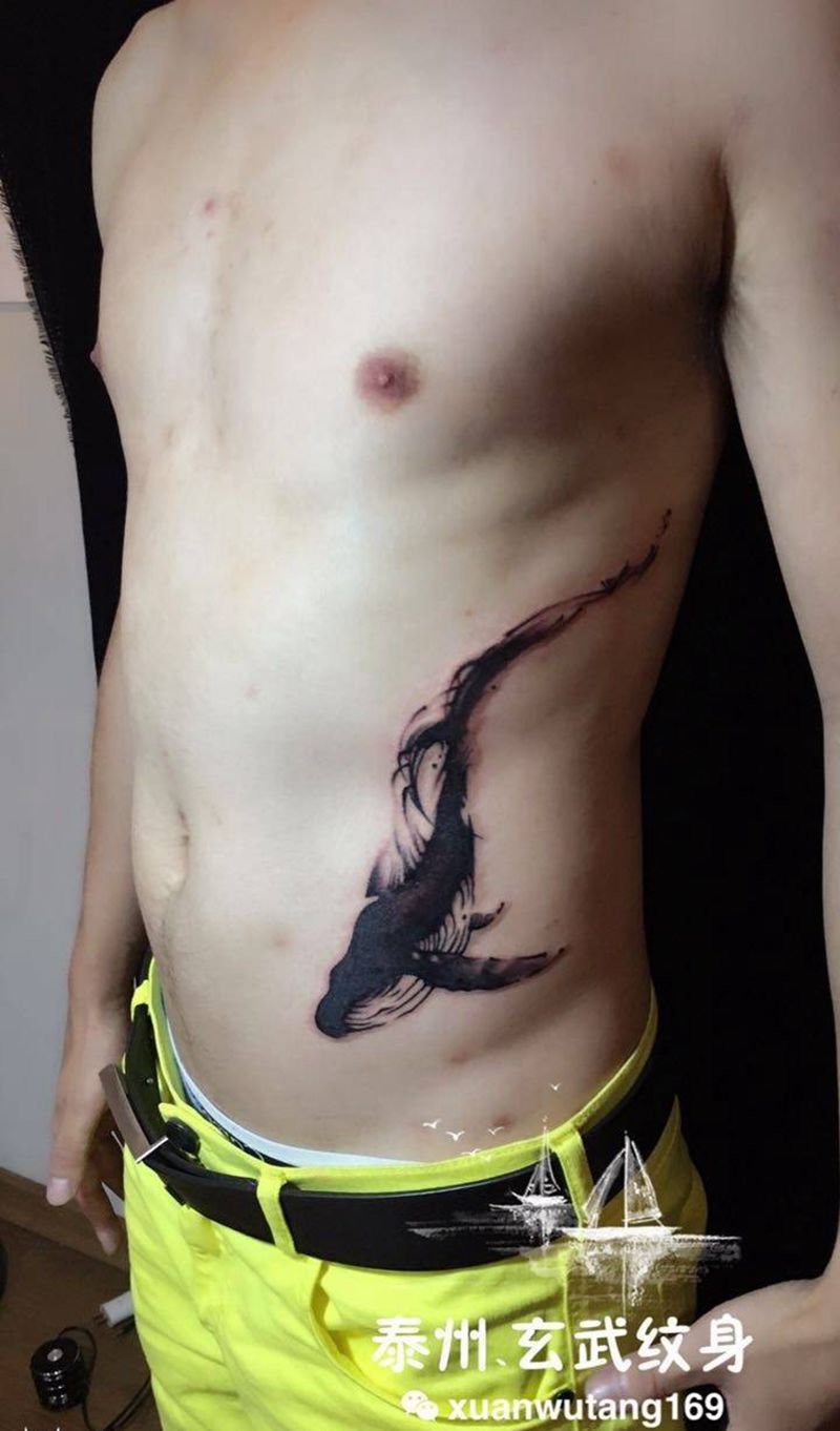 水墨鲸鱼纹身图片