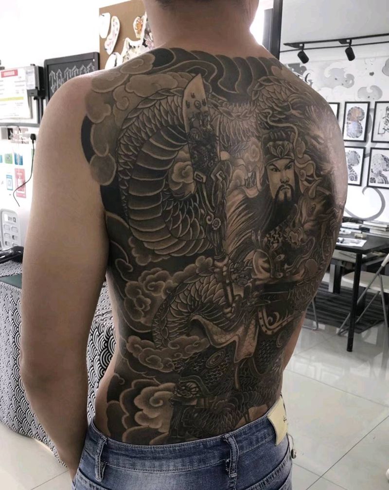 关公 完成度90%纹身图片_背部新传统纹身图案