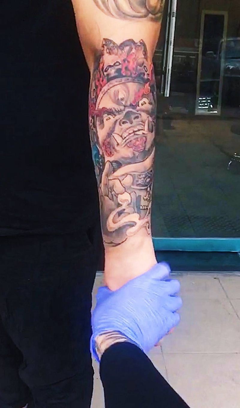 大黑天纹身图片_成品胸部腹部背部手臂腿部手部传统人物鬼神纹身图案