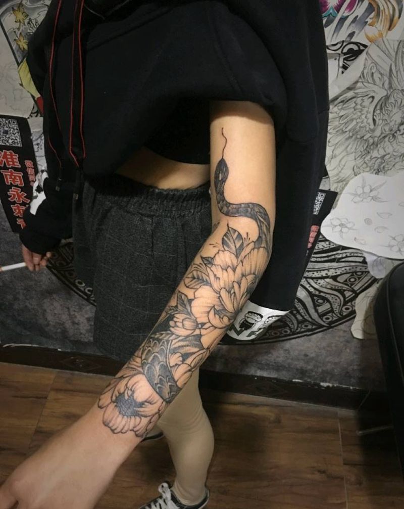 素花纹身图片_手臂纹身图案