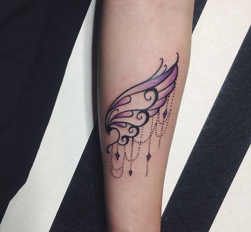 翅膀单飞纹身图片