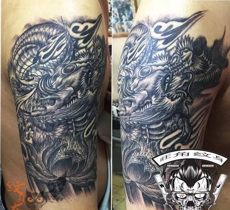 黑白图案纹身图片