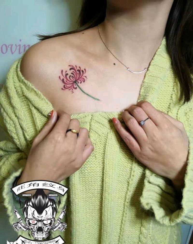 彼岸花纹身图片_胸部纹身图案