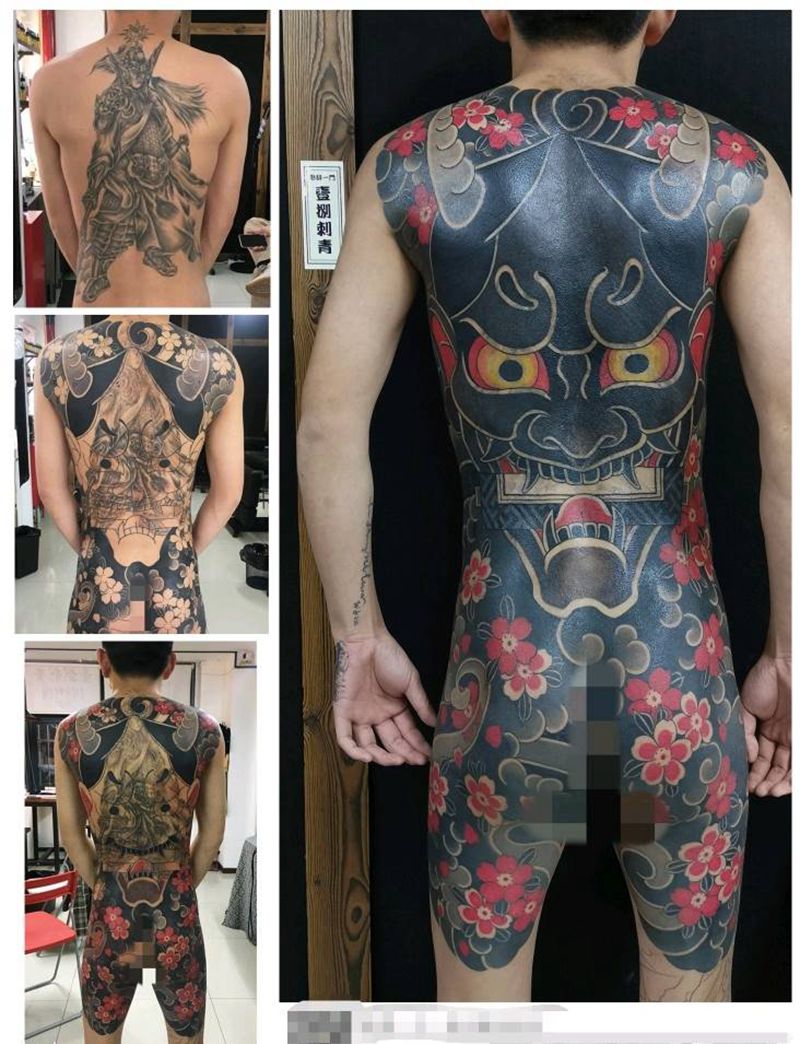 遮盖作品 般若纹身图片_背部老传统纹身图案