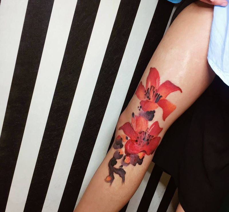 遮盖烫疤纹身图片