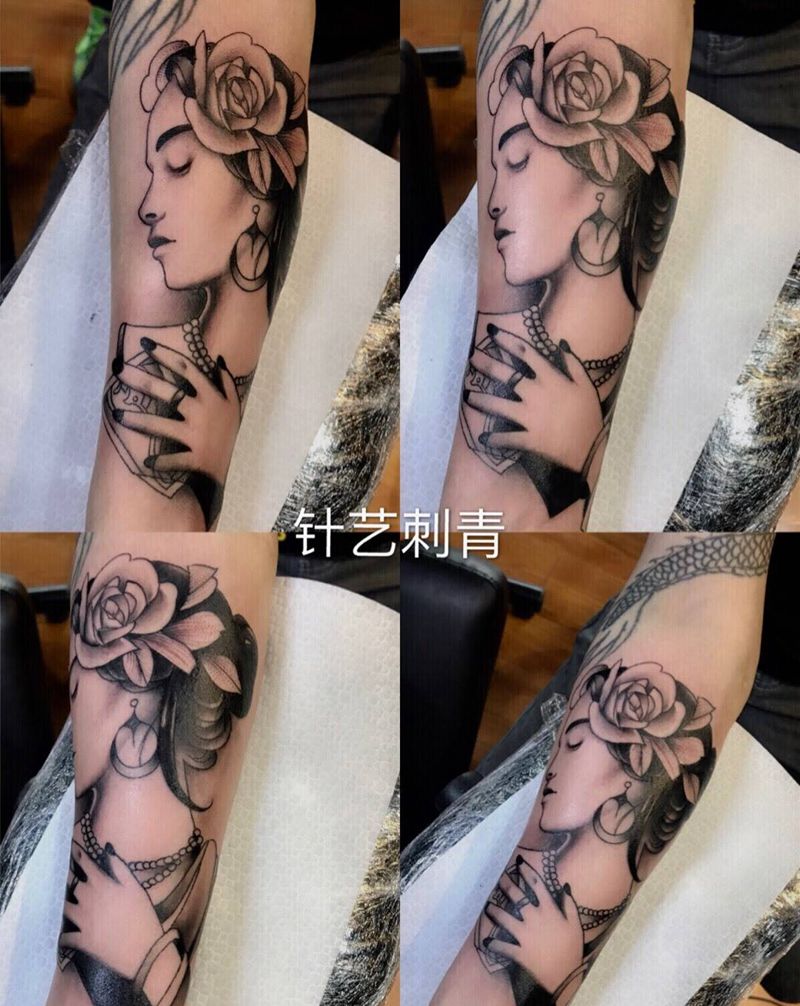 欧美女头纹身图片