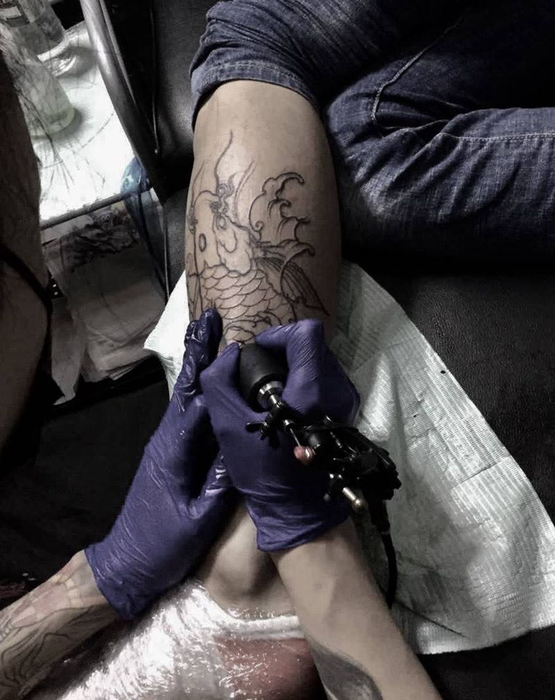 小腿三斤大鲤鱼一条纹身图片