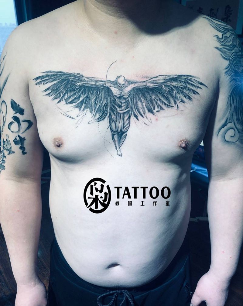天使（扫针）纹身图片
