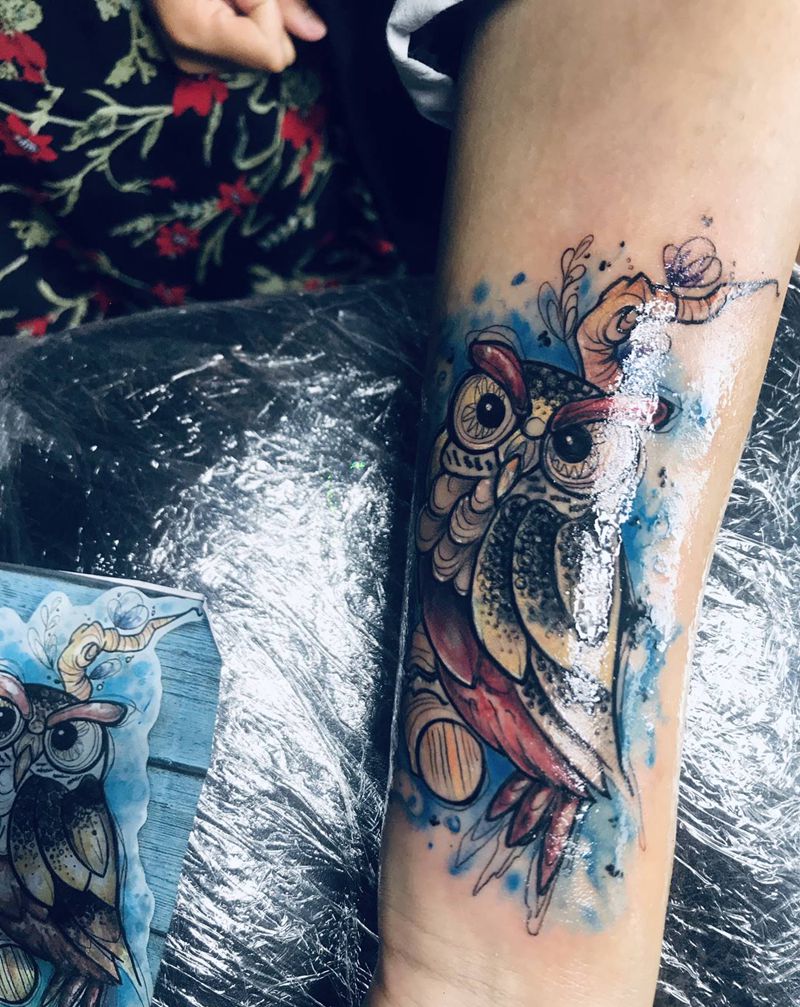 遮盖纹身图片_手臂水彩水墨纹身图案