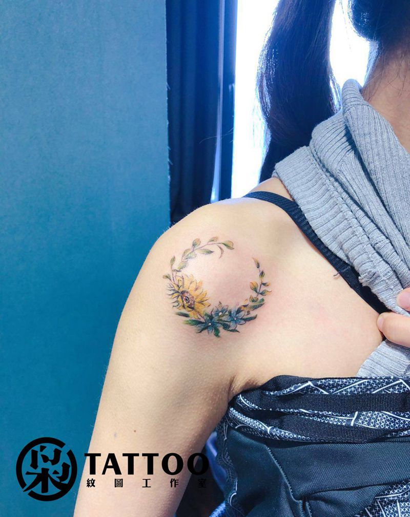 小清新纹身图片_肩部纹身图案