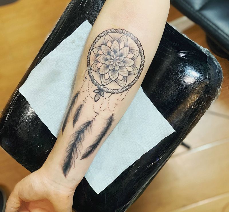 捕梦网纹身图片_手臂几何纹身图案