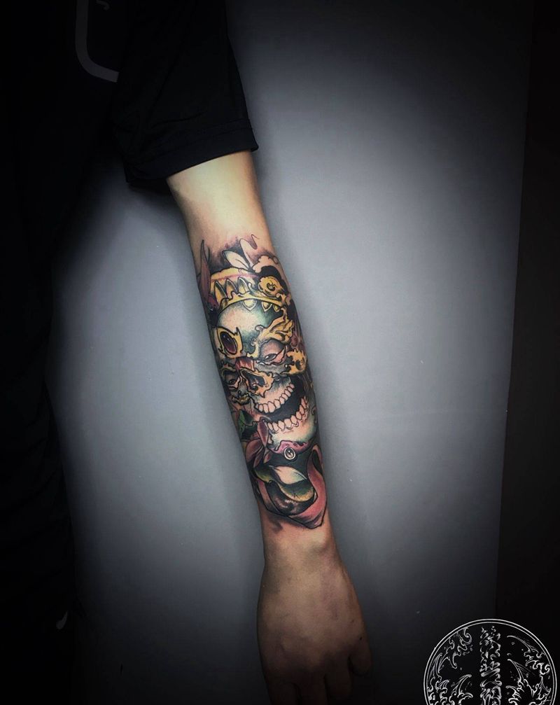 嘎巴拉纹身图片_手臂纹身图案