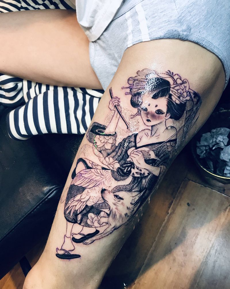 1纹身图片_腿部新传统纹身图案