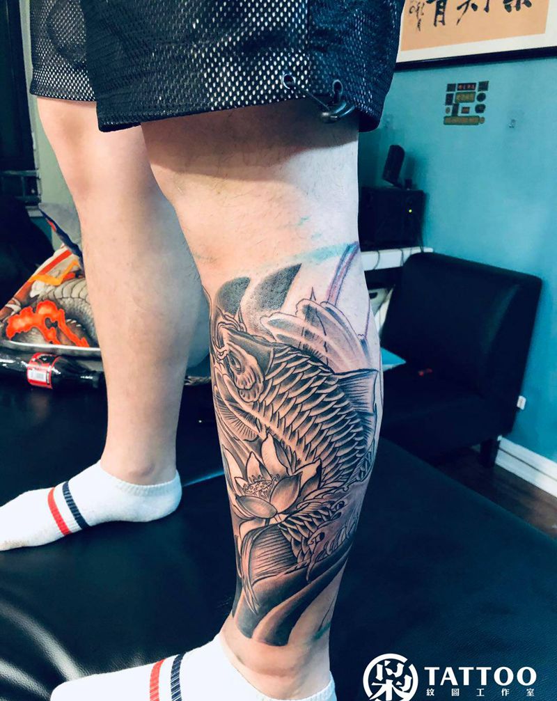 包小腿纹身图片_腿部纹身图案