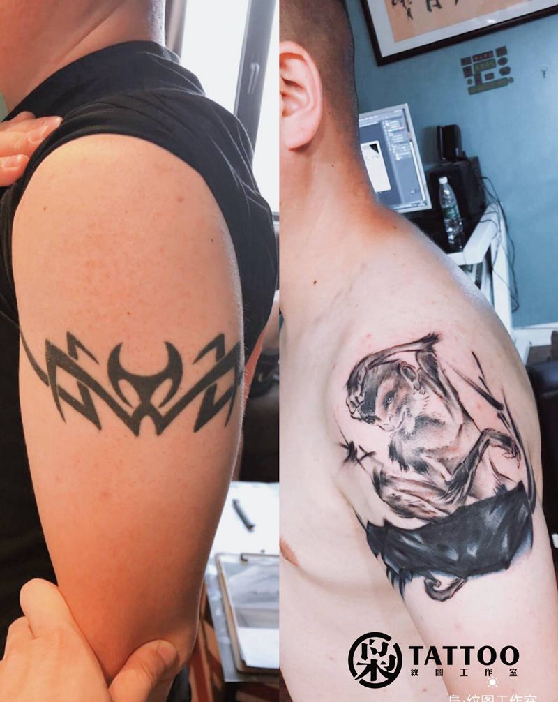 旧纹身修改纹身图片_肩部纹身图案