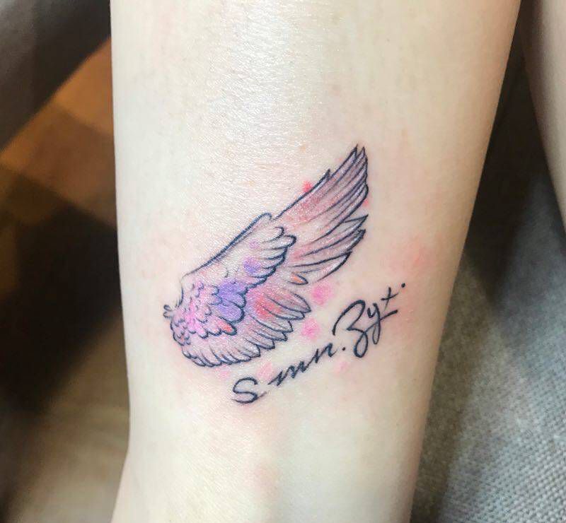 小清新纹身图片_腿部水墨纹身图案