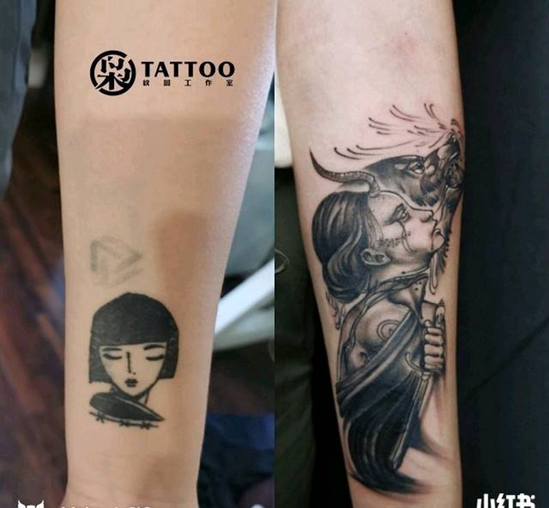 暗黑系遮盖纹身图片_手臂纹身图案