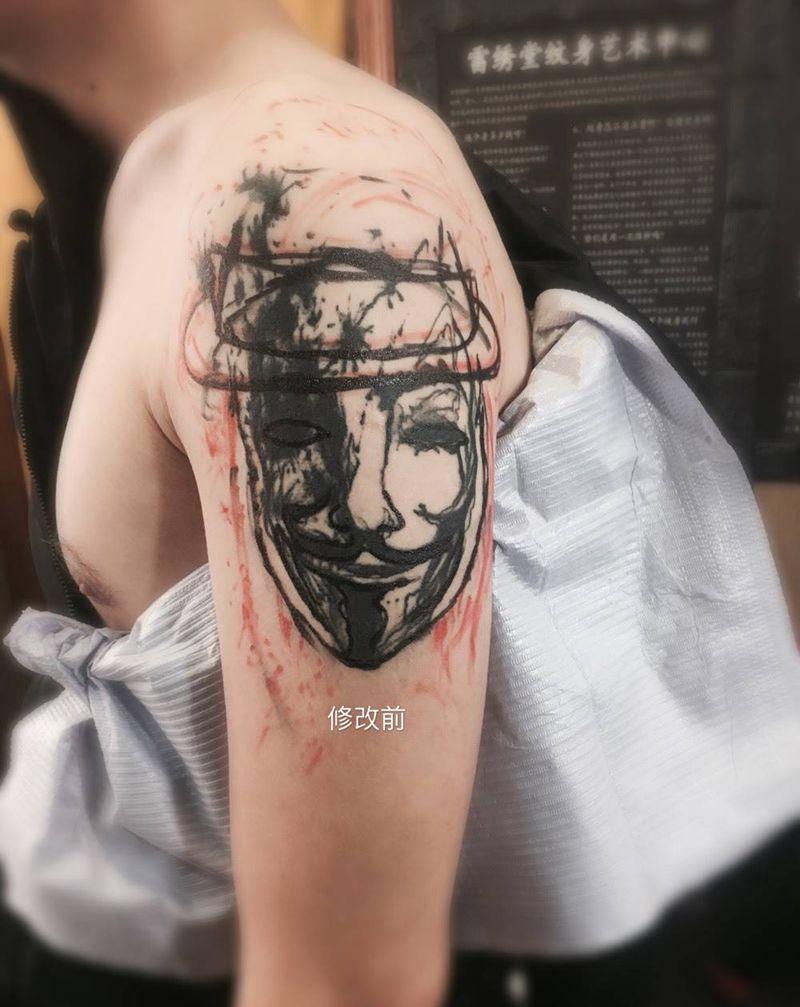 暴力修改V字仇杀纹身图片