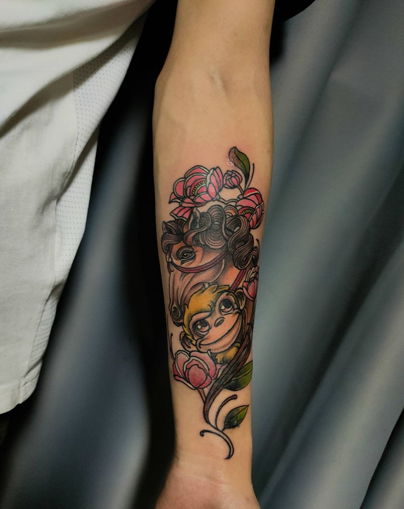 生肖纹身图片_手臂New School纹身图案