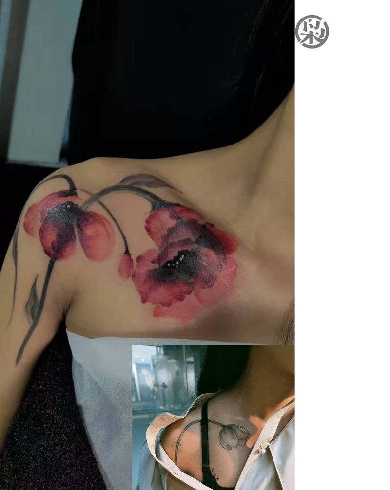 遮盖作品纹身图片_肩部水墨纹身图案