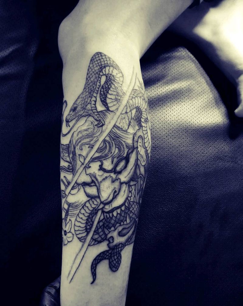 般若，蛇纹身图片