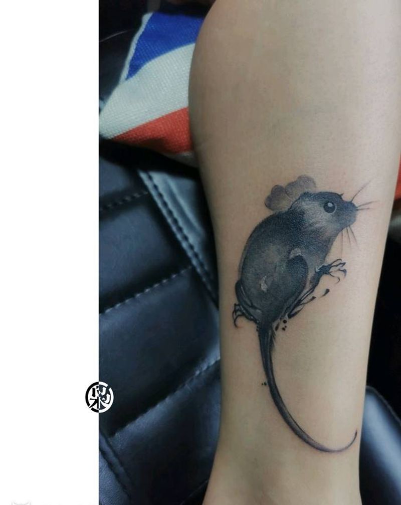 水，墨。生肖纹身图片_腿部水墨纹身图案