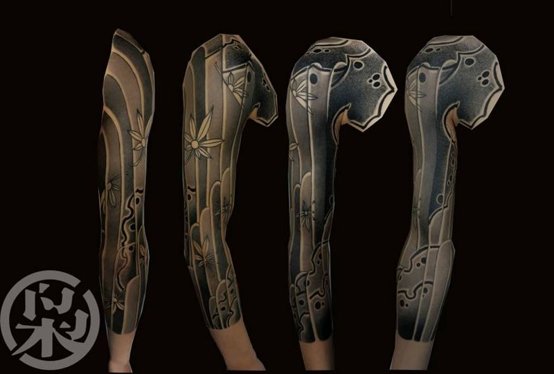 老传统七分袖纹身图片_手臂老传统纹身图案