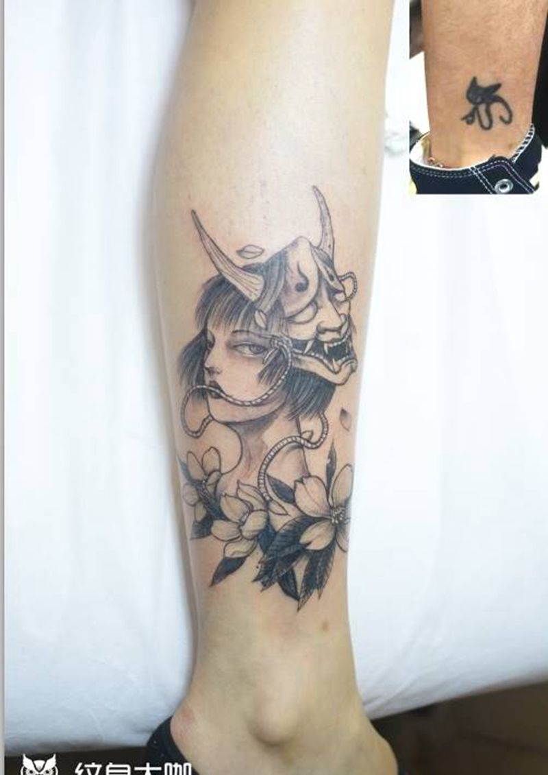 艺伎遮盖纹身图片_手臂点刺艺伎遮盖纹身图案