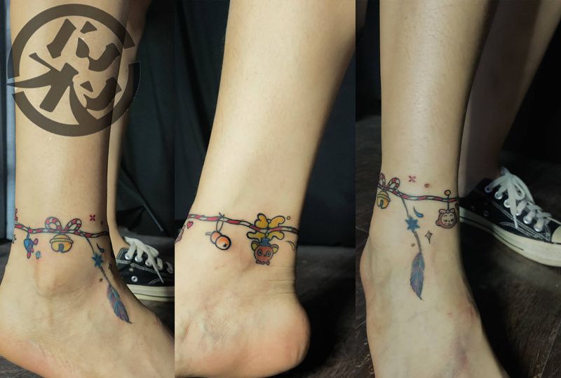 旧纹身修改纹身图片_脚部几何纹身图案