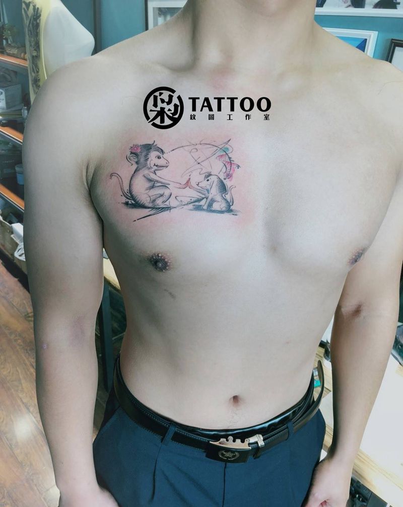 原创属相设计纹身图片_胸部纹身图案