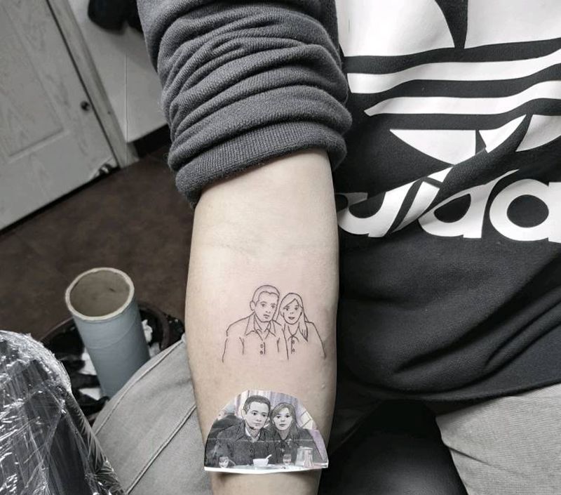 父母照片简笔画纹身图片_手臂图腾纹身图案