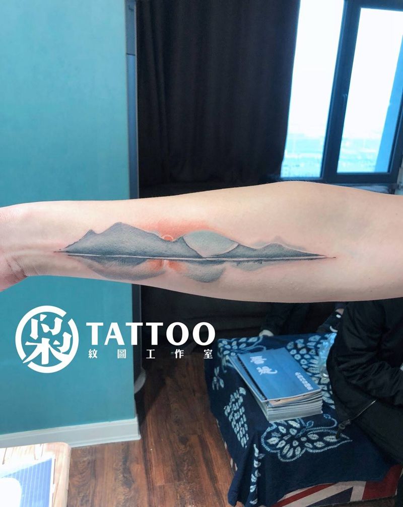 山水纹身图片