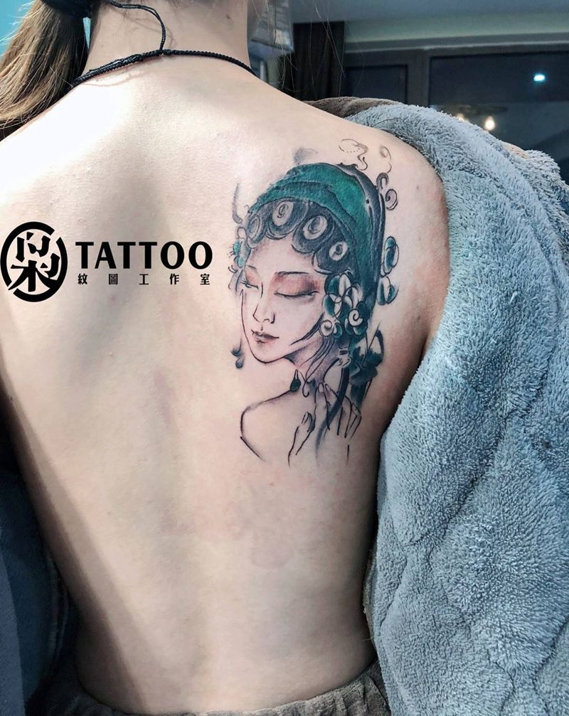 水墨风（花旦）纹身图片