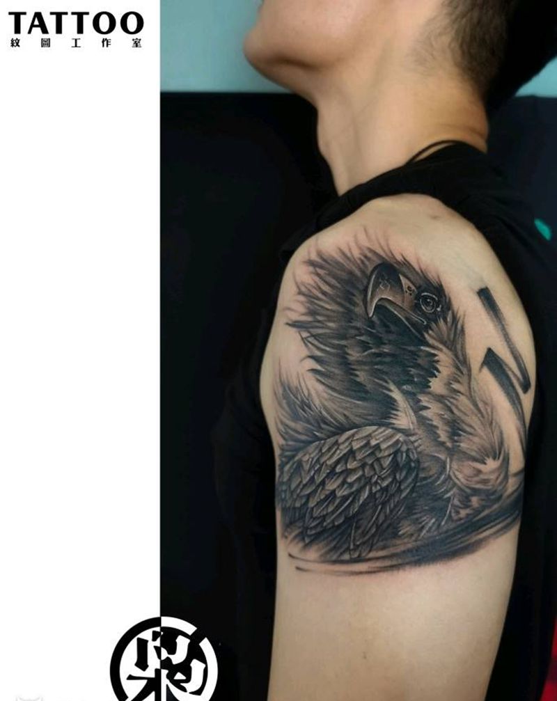 工笔画选段纹身图片_肩部纹身图案